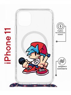 Чехол на iPhone 11 MagSafe с принтом Kruche Print FNF Boyfrend с магнитом, со шнурком КruЧЕ