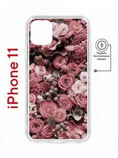 Чехол на iPhone 11 MagSafe с принтом Kruche Print Цветы противоударный с магнитом КruЧЕ