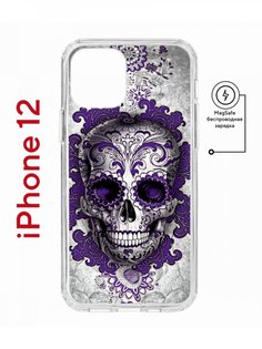 Чехол на iPhone 12/12 Pro MagSafe с принтом Kruche Print Sugar Skull с магнитом КruЧЕ