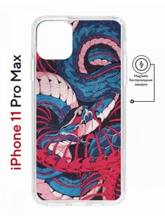 Чехол на iPhone 11 Pro Max MagSafe с принтом Kruche Print Японская змея с магнитом КruЧЕ