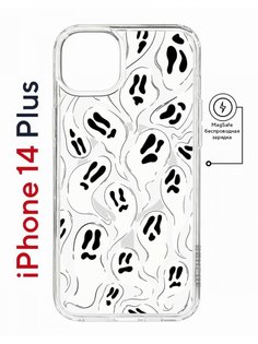 Чехол на iPhone 14 Plus MagSafe с принтом Kruche Print Призраки противоударный с магнитом КruЧЕ