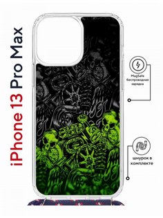 Чехол на iPhone 13 Pro Max MagSafe с принтом Kruche Print Garage с магнитом, со шнурком КruЧЕ