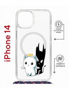 Чехол на iPhone 14 MagSafe с принтом Kruche Print Angel Demon с магнитом, со шнурком КruЧЕ
