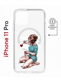 Чехол на iPhone 11 Pro MagSafe с принтом Kruche Print Рисуя любовь с магнитом КruЧЕ