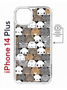 Чехол на iPhone 14 Plus MagSafe с принтом Kruche Print Медвежата противоударный с магнитом КruЧЕ