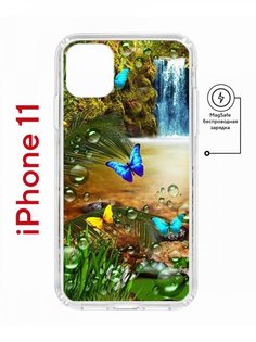 Чехол на iPhone 11 MagSafe с принтом Kruche Print Водопад противоударный с магнитом КruЧЕ
