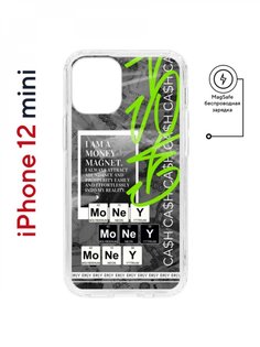 Чехол на iPhone 12 mini MagSafe Kruche Print Money Easy противоударный с магнитом КruЧЕ