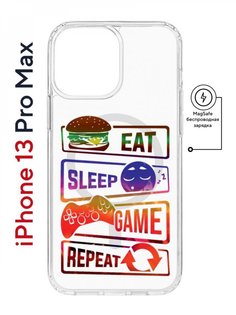 Чехол на iPhone 13 Pro Max MagSafe с принтом Kruche Print Repeat противоударный с магнитом КruЧЕ