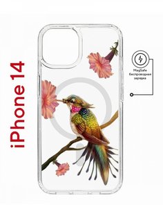 Чехол на iPhone 14 MagSafe с принтом Kruche Print Колибри противоударный с магнитом КruЧЕ