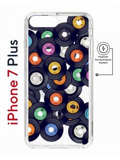 Чехол на iPhone 7 Plus/8 Plus MagSafe Kruche Print Виниловые пластинки с магнитом КruЧЕ
