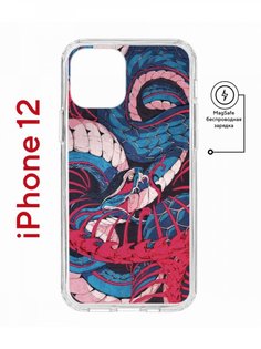 Чехол на iPhone 12/12 Pro MagSafe с принтом Kruche Print Японская змея с магнитом КruЧЕ