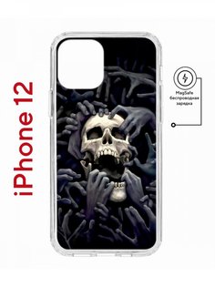 Чехол на iPhone 12/12 Pro MagSafe с принтом Kruche Print Skull Hands с магнитом КruЧЕ