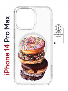 Чехол на iPhone 14 Pro Max MagSafe с принтом Kruche Print Donuts противоударный с магнитом КruЧЕ
