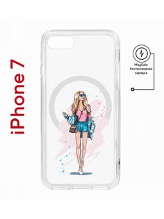 Чехол на iPhone 7, 8, SE 2020 2022 MagSafe Kruche Print Fashion Girl с магнитом КruЧЕ