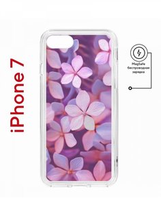 Чехол на iPhone 7, 8, SE 2020 2022 MagSafe Kruche Print Гортензия с магнитом КruЧЕ