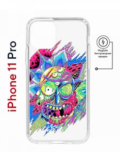 Чехол на iPhone 11 Pro MagSafe с принтом Kruche Print Многоликий Рик с магнитом КruЧЕ