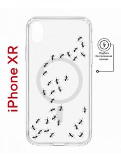 Чехол на iPhone XR MagSafe с принтом Kruche Print Муравьи противоударный с магнитом КruЧЕ
