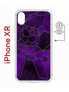 Чехол на iPhone XR MagSafe с принтом Kruche Print Витраж противоударный с магнитом КruЧЕ