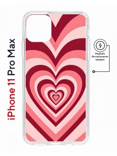 Чехол на iPhone 11 Pro Max MagSafe с принтом Kruche Print Сердце противоударный с магнитом КruЧЕ