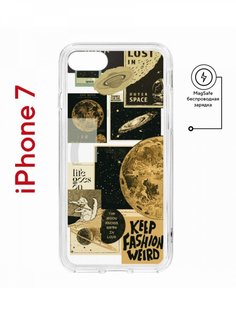 Чехол на iPhone 7, 8, SE 2020 2022 MagSafe Kruche Print Стикеры Космос с магнитом КruЧЕ