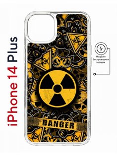 Чехол на iPhone 14 Plus MagSafe с принтом Kruche Print Danger противоударный с магнитом КruЧЕ