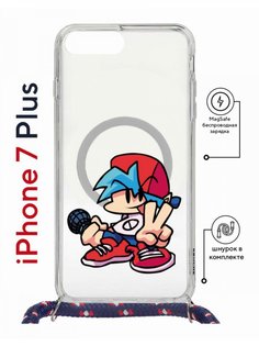 Чехол на iPhone 7 Plus/ 8 Plus MagSafe Kruche Print FNF Boyfrend с магнитом, со шнурком КruЧЕ