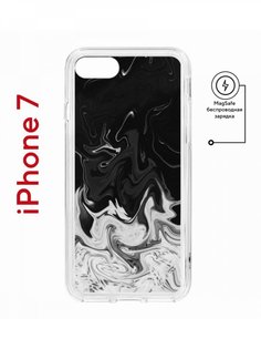 Чехол на iPhone 7, 8, SE 2020 2022 MagSafe Kruche Print Разводы краски с магнитом КruЧЕ