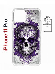 Чехол на iPhone 11 Pro MagSafe с принтом Kruche Print Sugar Skull с магнитом КruЧЕ