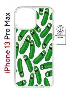 Чехол на iPhone 13 Pro Max MagSafe Kruche Print Огурчик Рик противоударный с магнитом КruЧЕ