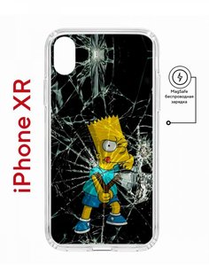 Чехол на iPhone XR MagSafe с принтом Kruche Print Барт Симпсон противоударный с магнитом КruЧЕ