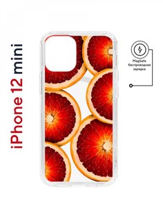 Чехол на iPhone 12 mini MagSafe Kruche Print Orange противоударный с магнитом КruЧЕ