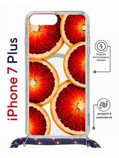 Чехол на iPhone 7 Plus/ 8 Plus MagSafe Kruche Print Orange с магнитом, со шнурком КruЧЕ