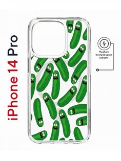 Чехол на iPhone 14 Pro MagSafe Kruche Print Огурчик Рик противоударный с магнитом КruЧЕ