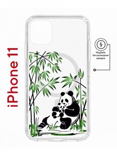Чехол на iPhone 11 MagSafe с принтом Kruche Print Панды противоударный с магнитом КruЧЕ