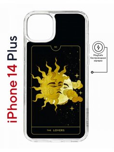 Чехол на iPhone 14 Plus MagSafe Kruche Print Tarot Lovers противоударный с магнитом КruЧЕ