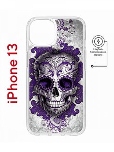 Чехол на iPhone 13 MagSafe с принтом Kruche Print Sugar Skull противоударный с магнитом КruЧЕ