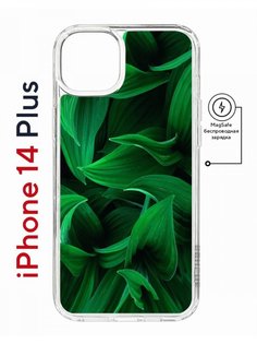 Чехол на iPhone 14 Plus MagSafe с принтом Kruche Print Grass противоударный с магнитом КruЧЕ