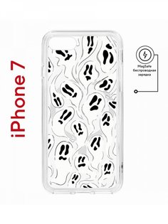Чехол на iPhone 7, 8, SE 2020 2022 MagSafe Kruche Print Призраки противоударный с магнитом КruЧЕ