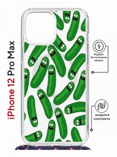 Чехол на iPhone 12 Pro Max MagSafe Kruche Print Огурчик Рик с магнитом, со шнурком КruЧЕ