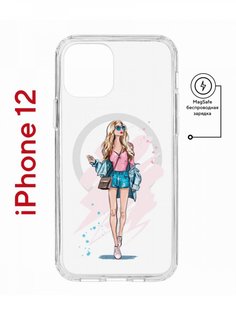Чехол на iPhone 12/12 Pro MagSafe с принтом Kruche Print Fashion Girl с магнитом КruЧЕ