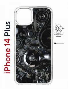 Чехол на iPhone 14 Plus MagSafe с принтом Kruche Print Двигатель противоударный с магнитом КruЧЕ