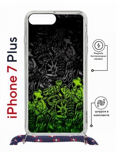 Чехол на iPhone 7 Plus/ 8 Plus MagSafe Kruche Print Garage с магнитом, со шнурком КruЧЕ