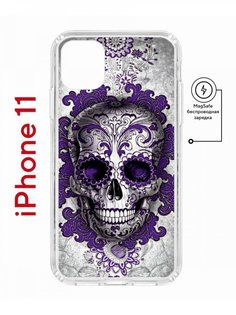 Чехол на iPhone 11 MagSafe с принтом Kruche Print Sugar Skull противоударный с магнитом КruЧЕ