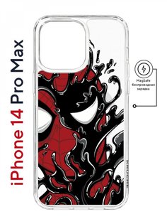 Чехол на iPhone 14 Pro Max MagSafe Kruche Print Spider-Man-Venom противоударный с магнитом КruЧЕ