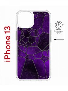 Чехол на iPhone 13 MagSafe с принтом Kruche Print Витраж противоударный с магнитом КruЧЕ