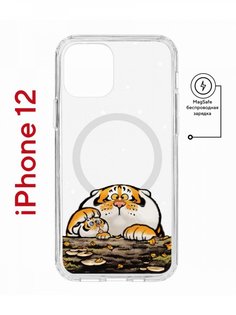 Чехол на iPhone 12/12 Pro MagSafe с принтом Kruche Print тигр первый снег с магнитом КruЧЕ