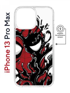 Чехол на iPhone 13 Pro Max MagSafe Kruche Print Spider-Man-Venom противоударный с магнитом КruЧЕ