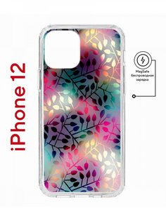 Чехол на iPhone 12/12 Pro MagSafe с принтом Kruche Print Цветные листья с магнитом КruЧЕ