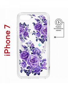 Чехол на iPhone 7, 8, SE 2020 2022 MagSafe Kruche Print Roses противоударный с магнитом КruЧЕ
