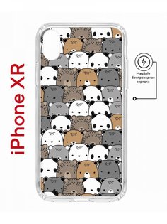 Чехол на iPhone XR MagSafe с принтом Kruche Print Медвежата противоударный с магнитом КruЧЕ